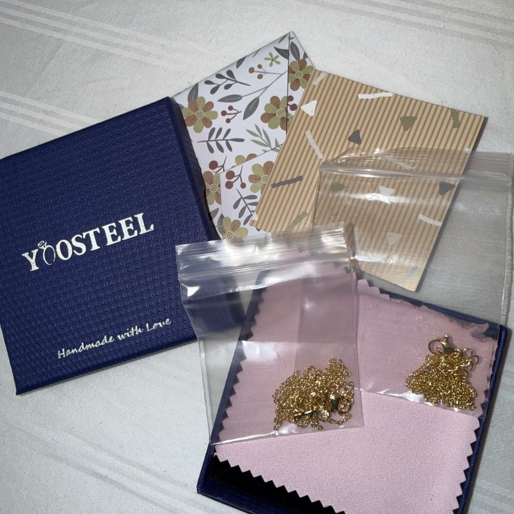 Yoosteel Gold Layered Initial Necklace Set Satellite Choker Letter J Pendant - Picture 8 of 9
